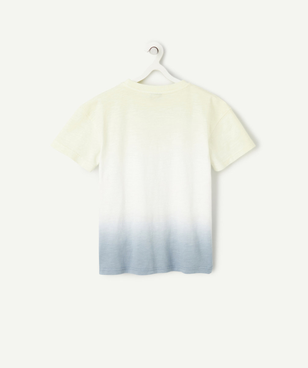 t-shirt manches courtes en coton bio tie and die jaune et bleu