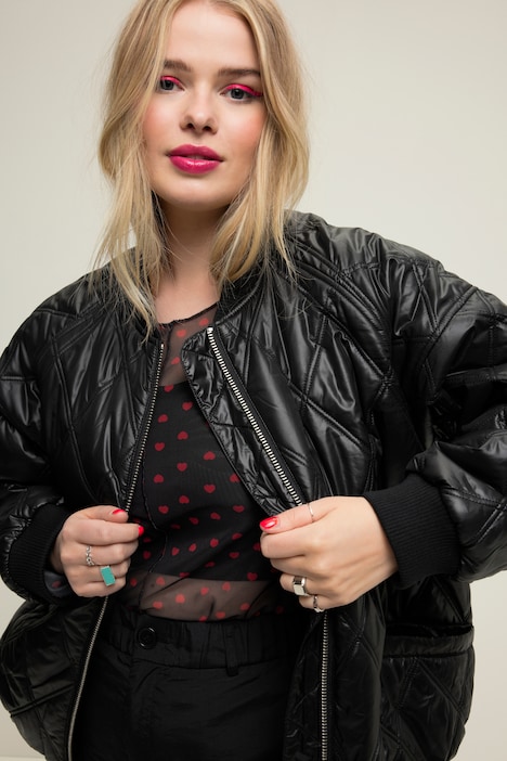 Stepp-Blouson, Collegekragen, Raglan-Langarm
