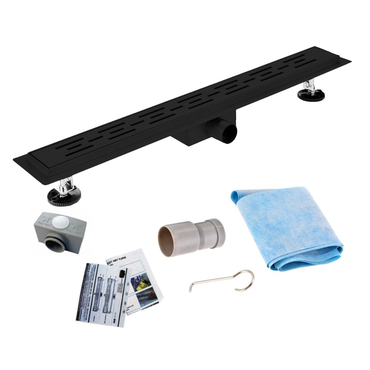 Sanigoods Nura douchegoot met flens 80cm zwart mat