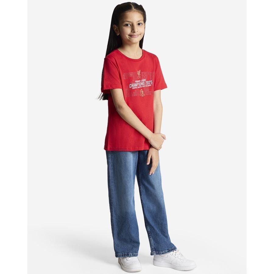 Liverpool T-Shirt EPL Champions 2024/25 - Rouge Enfant PRÉ-COMMANDE