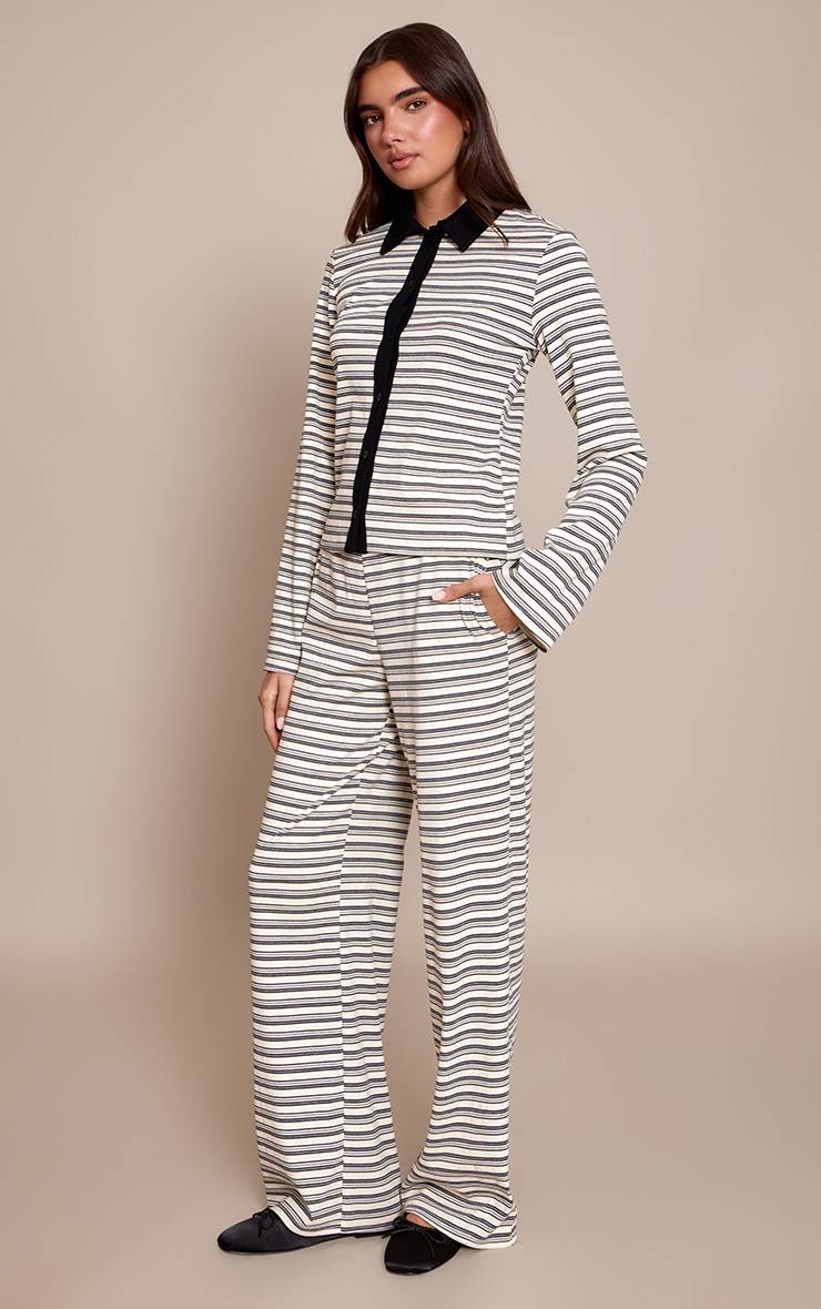 Noir Pantalon Slouchy Droit À Rayures Contrastées