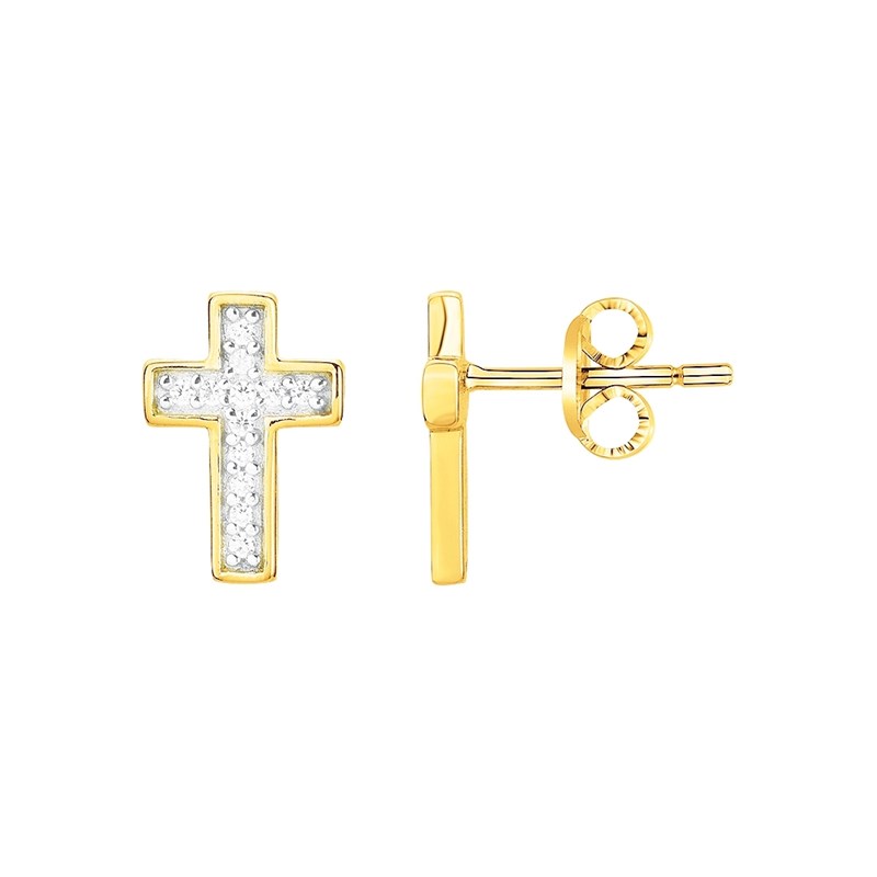 Boucles d'oreilles clous en Plaqué Or avec oxyde de zirconium blanc