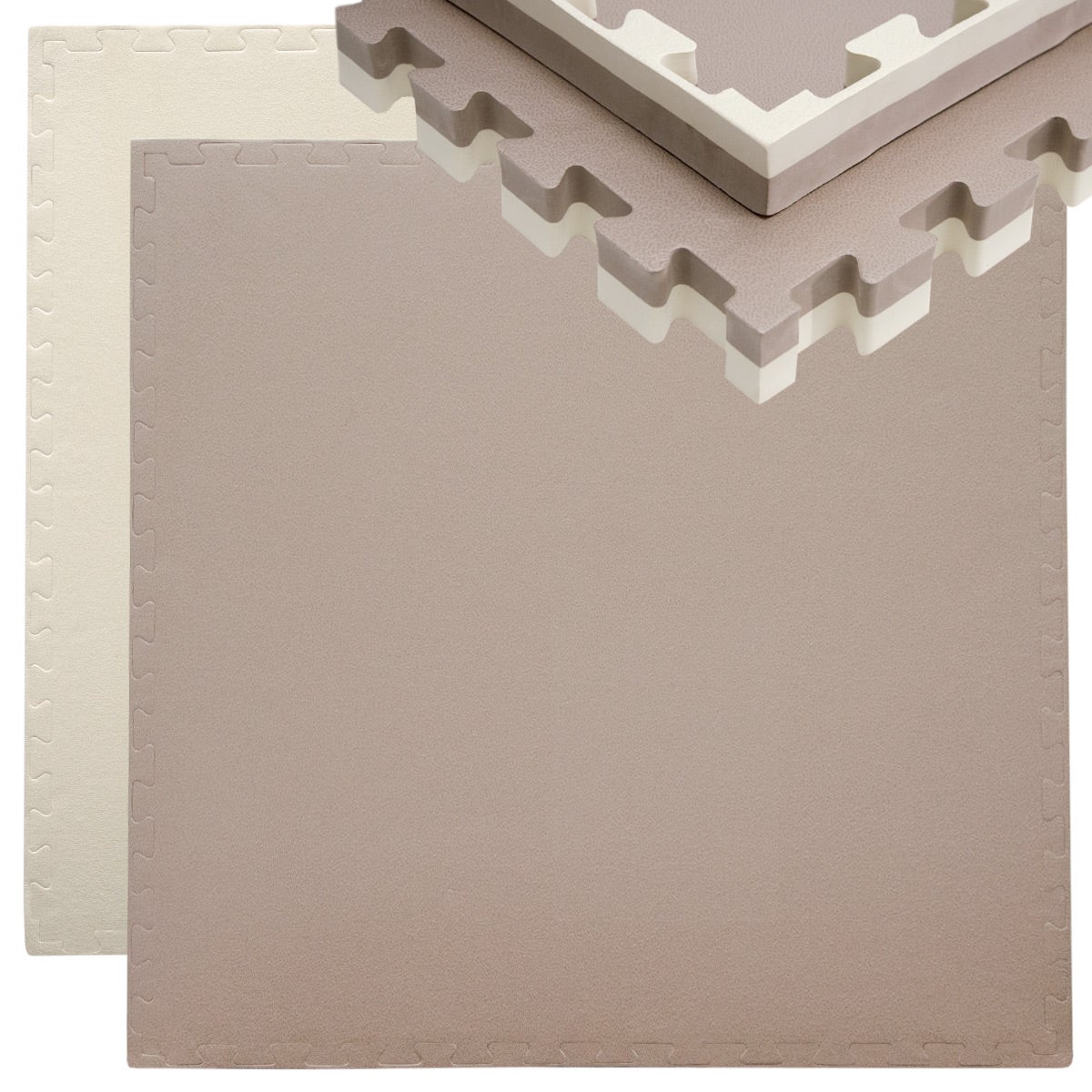 40mm trainingsmat met rand - 90x90cm vloerbeschermingsmat beige bruin