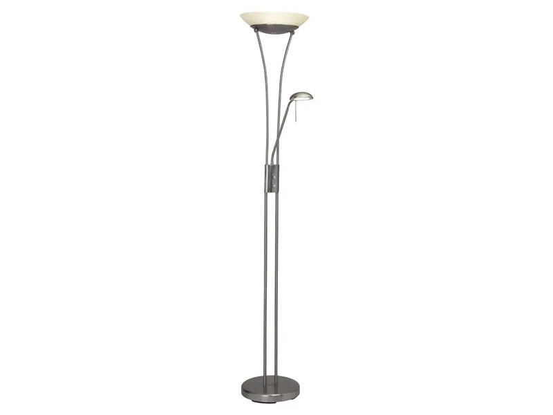 Brilliant Finn - Torchiere-gulvlampe med læselys - LED x 2 - total: 22.5 W - klasse E - varmt hvidt lys - 3000 K - hvid, jern