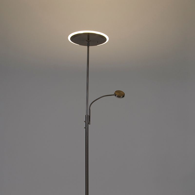 Moderne vloerlamp staal incl. LED dimbaar met leesarm - Strela