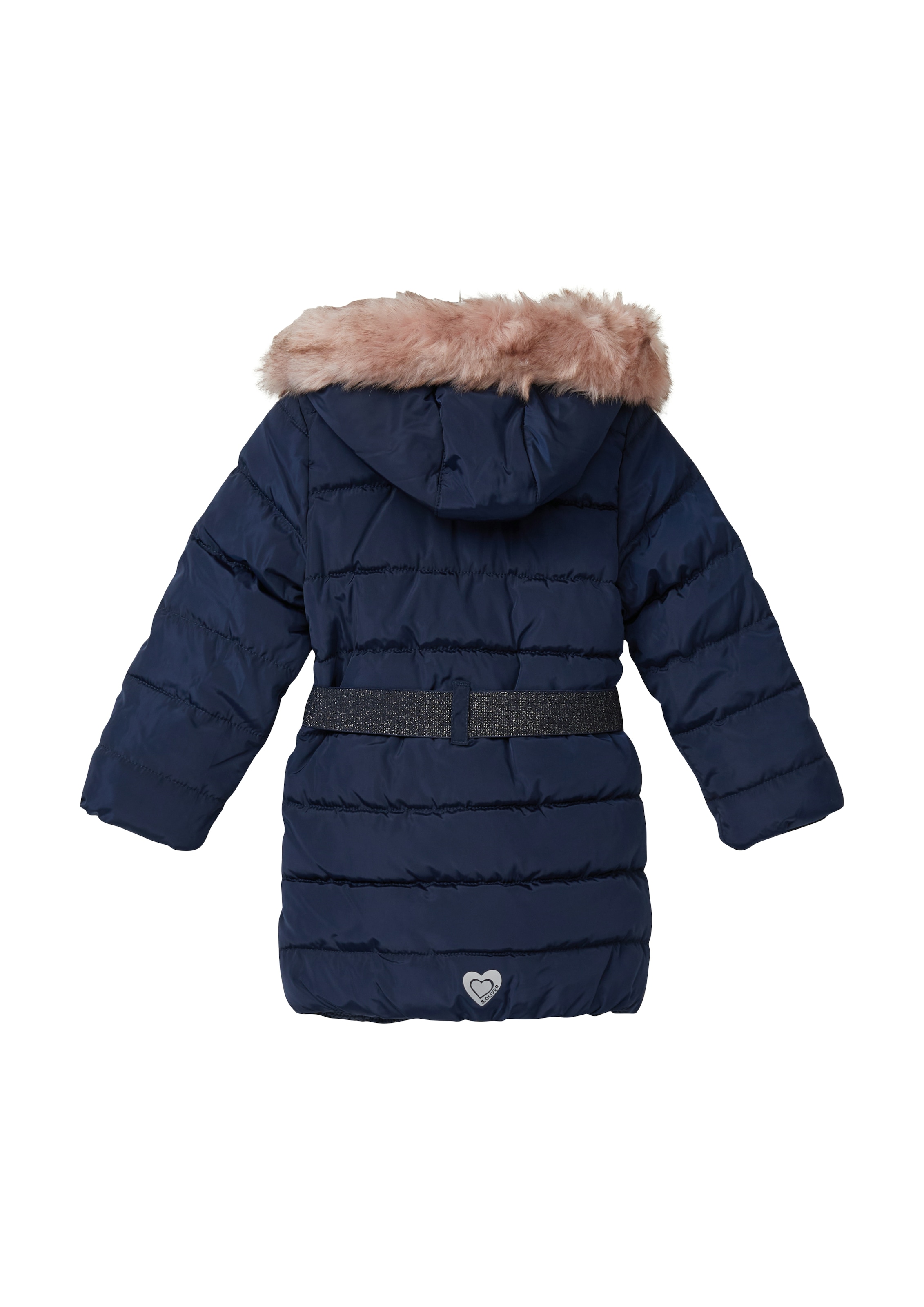 s.Oliver Junior Steppjacke mit Kapuze mit Glitzergürtel und abnehmbarer Kapuze