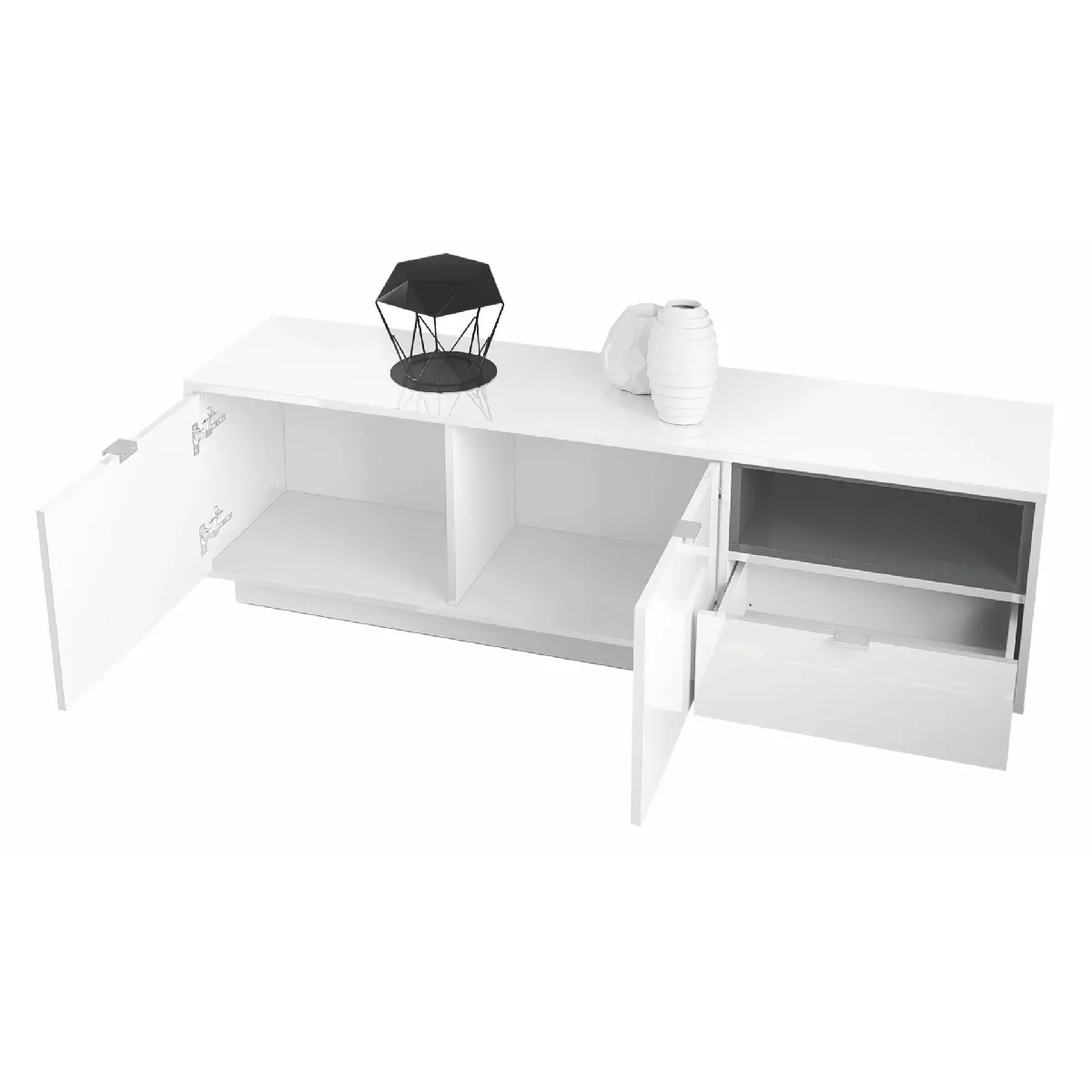 MPC Meuble TV Blanc Béton LED