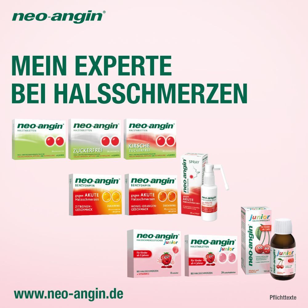 neo-angin Junior Halsschmerzlutscher mit leckerem Erdbeergeschmack für Kinder ab 3 Jahren