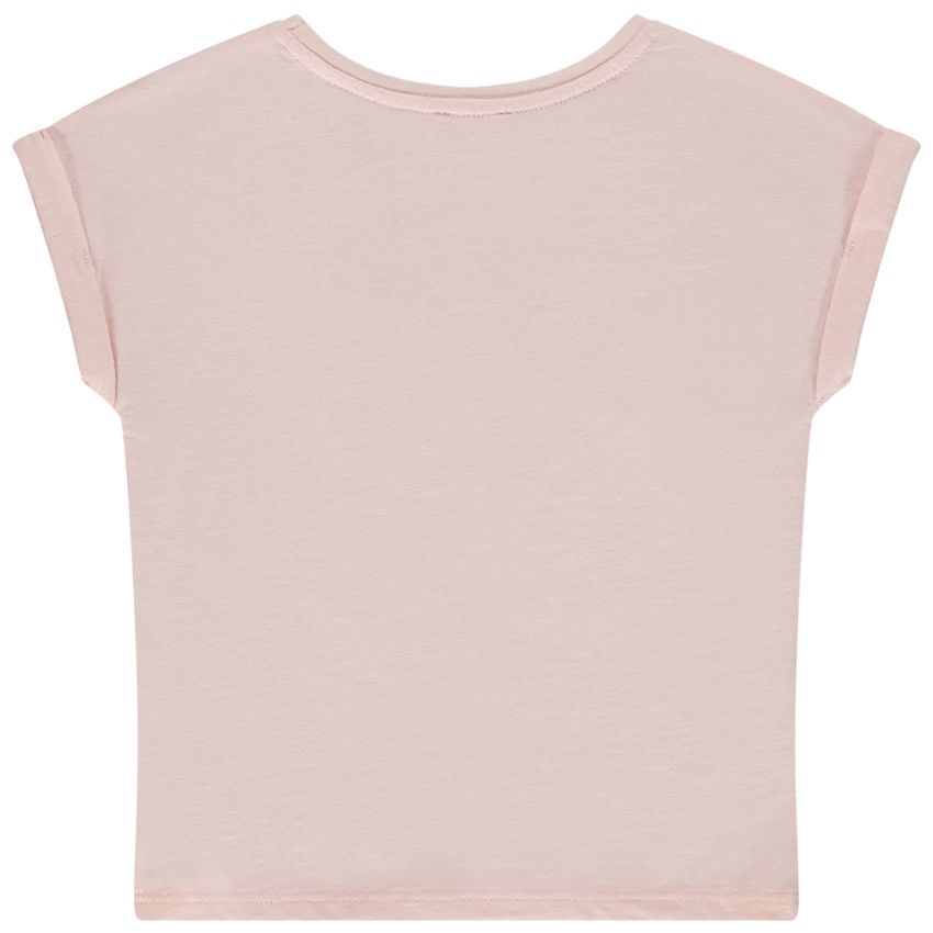 T-shirt manches courtes motif Love à sequins pour fille - Rose