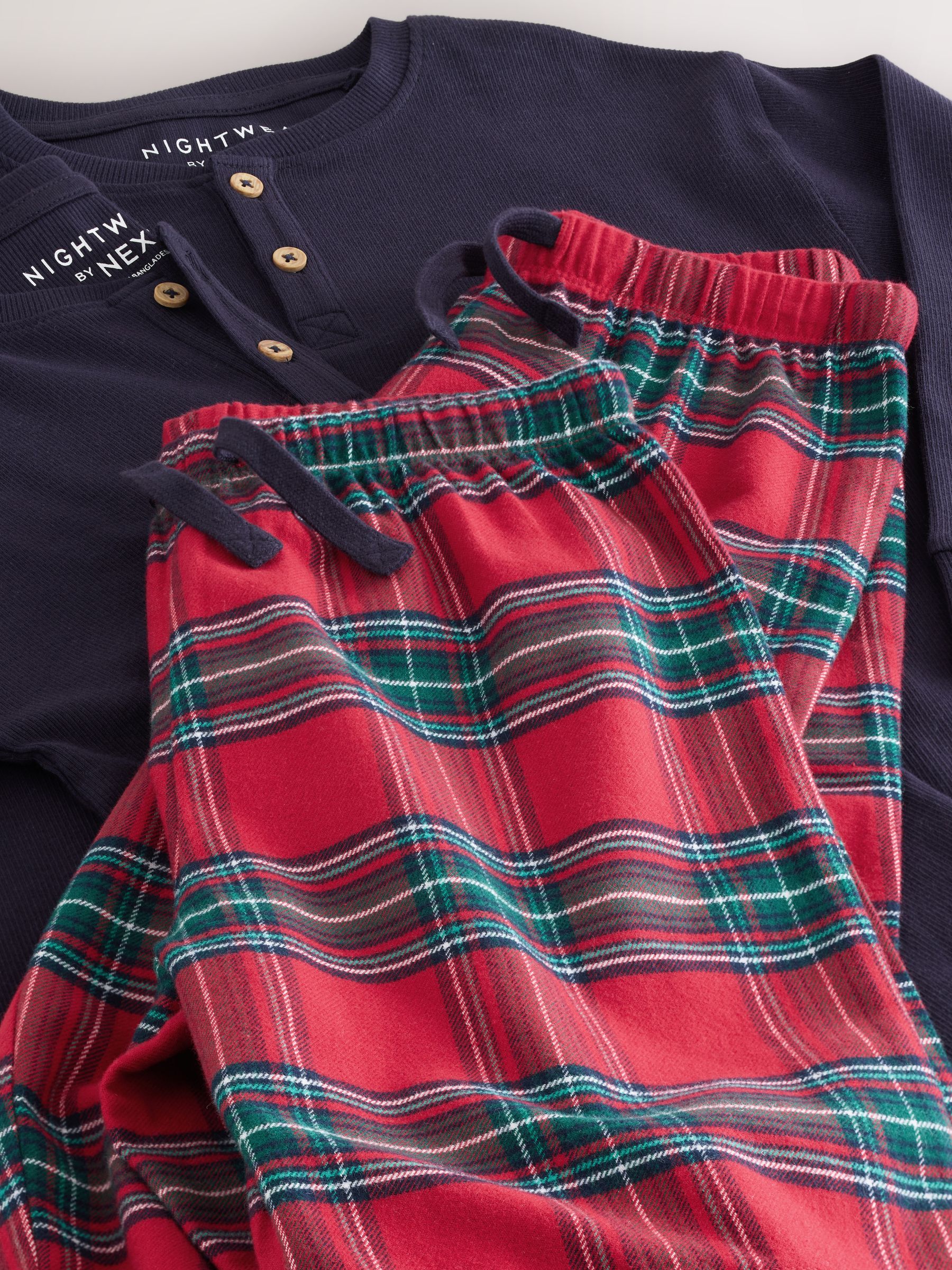 Rood met Schotse ruit - Bijpassende familie Kerstmis Lange mouwen Pyjama's (1,5-16jaar)