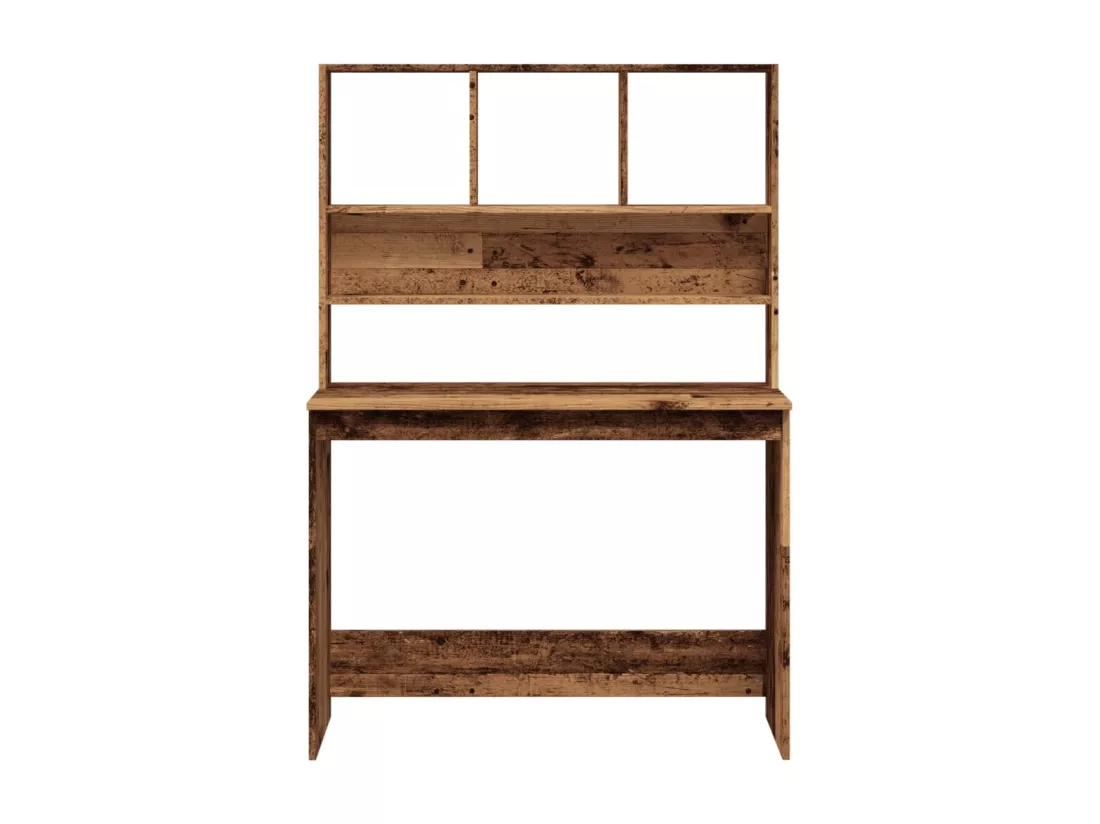 Bureau avec étagères vieux bois 102x45x148 cm bois d'ingénierie