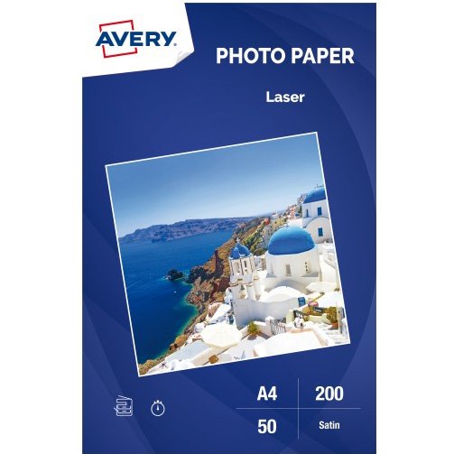 AVERY Papier photo laser satiné A4 200 g recto-verso - 50 feuilles