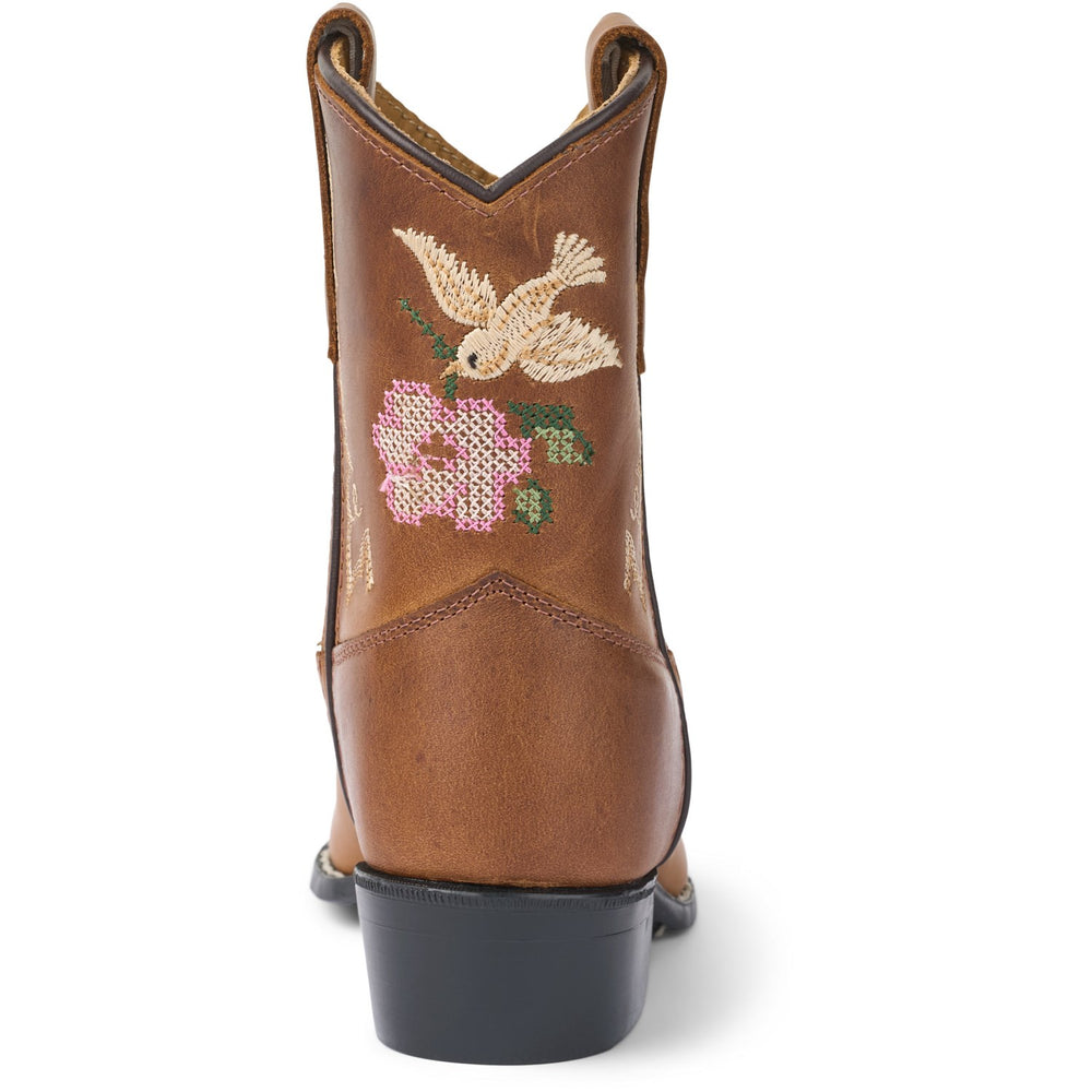 Køb COPENHAGEN COLORS Cognac Leather Limited Cowboy Støvle Low - Brown Flower