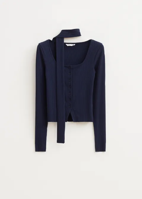 T-shirt met sjaal blauw (BLW.D)
