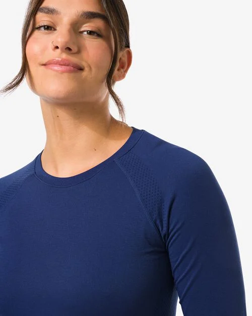 maillot de sport sans couture pour femme bleu foncé