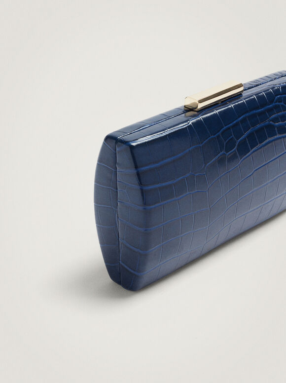 Clutch de festa com estampa animal - Azul marinho