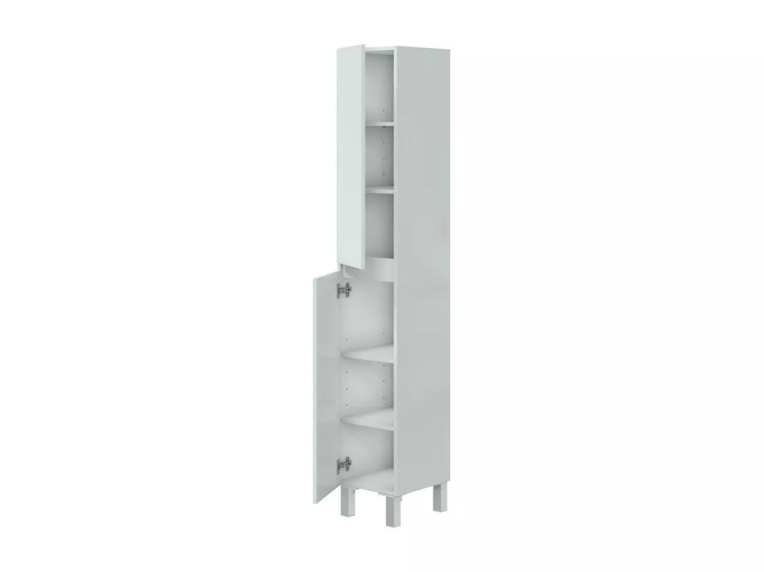 Armoire à colonnes Dzavatt, Élément mural de salle de bain, Armoire haute multifonctionnelle, Meuble polyvalente, 30x35 h182 cm, Blanc brillant