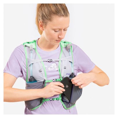 Gilet d'hydratation Trail Femme Kiprun Evadict 8L Gris/Blanc/Vert