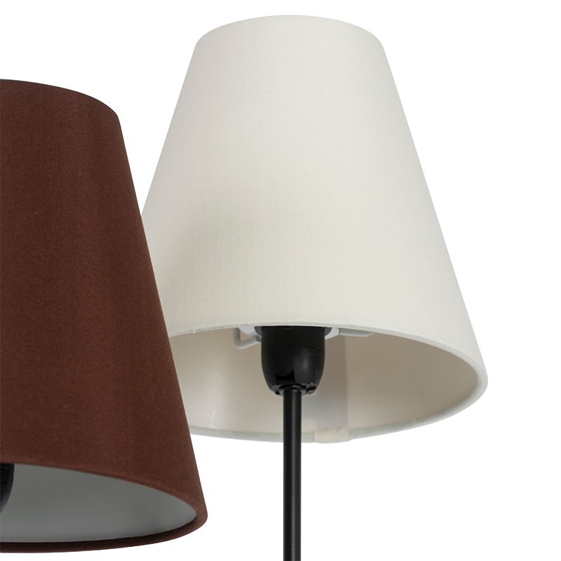 Design vloerlamp zwart met stoffen kappen 5-lichts - Melis