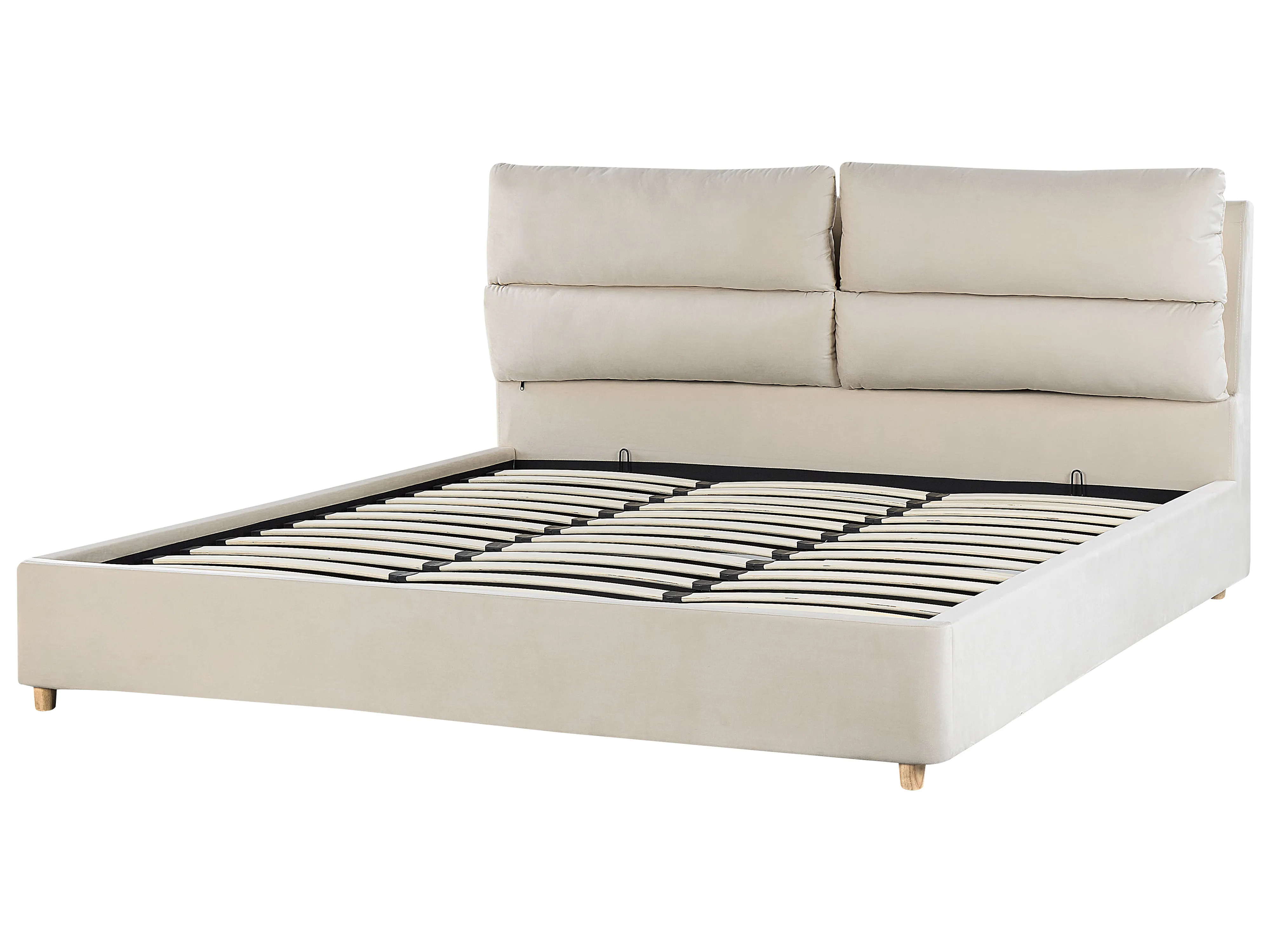 Bed met opbergruimte Fluweel BATILLY 180 x 200 cm Lichtbeige