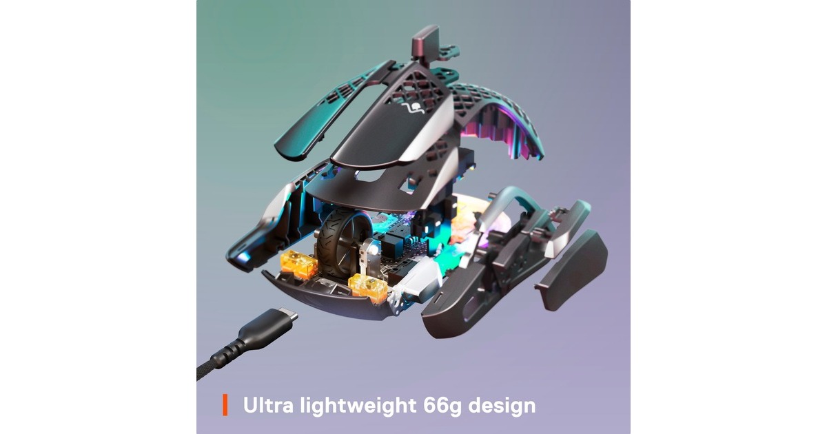SteelSeriesAerox 5 gaming muis  (Zwart, 18.000 dpi, RGB leds)