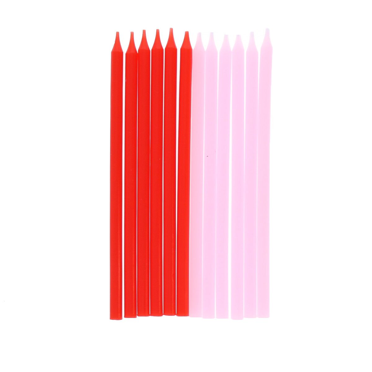 Lot de 12 bougies roses et rouges Surprise Partie !
