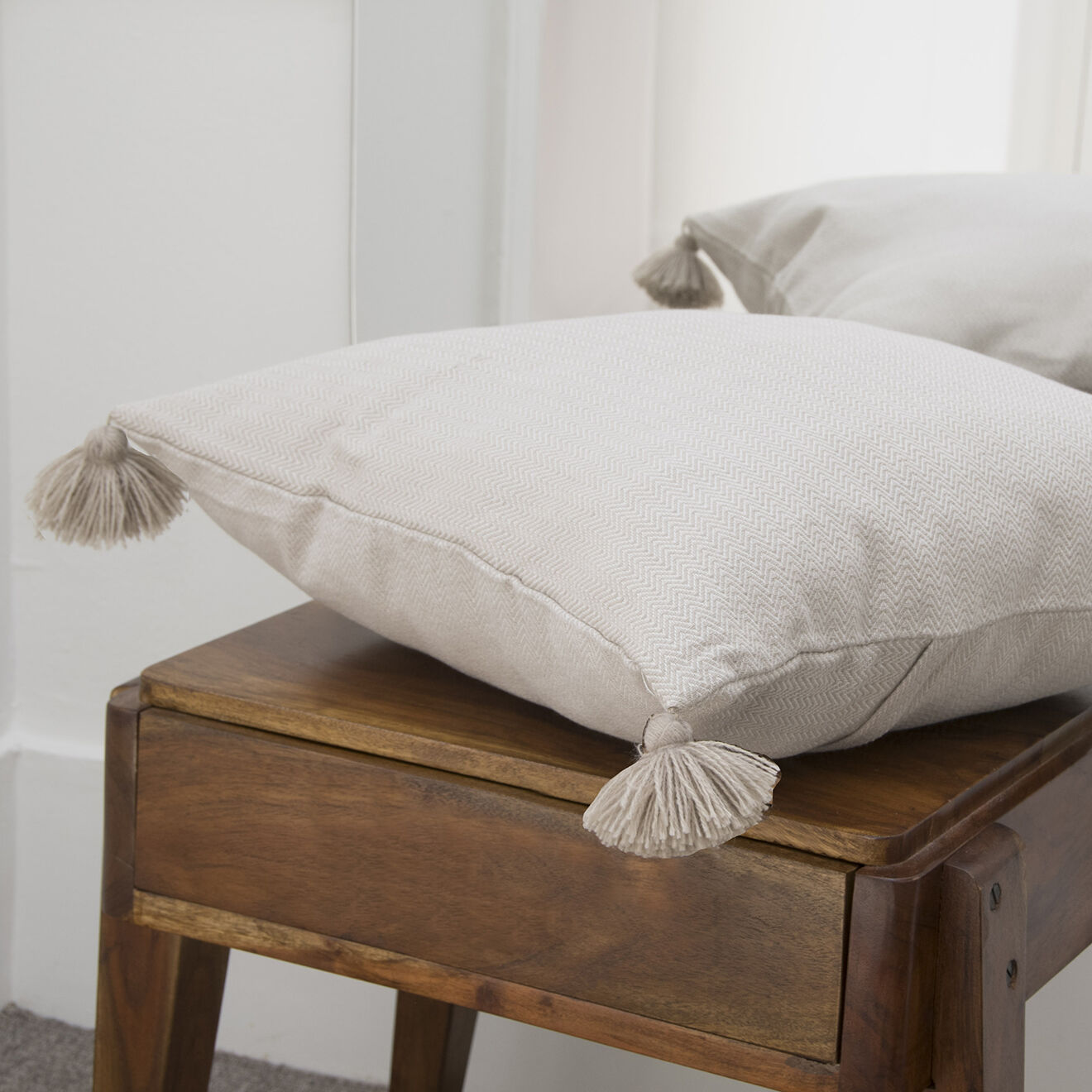 Febronie Housse de coussin unie taupe clair - 50x50 cm