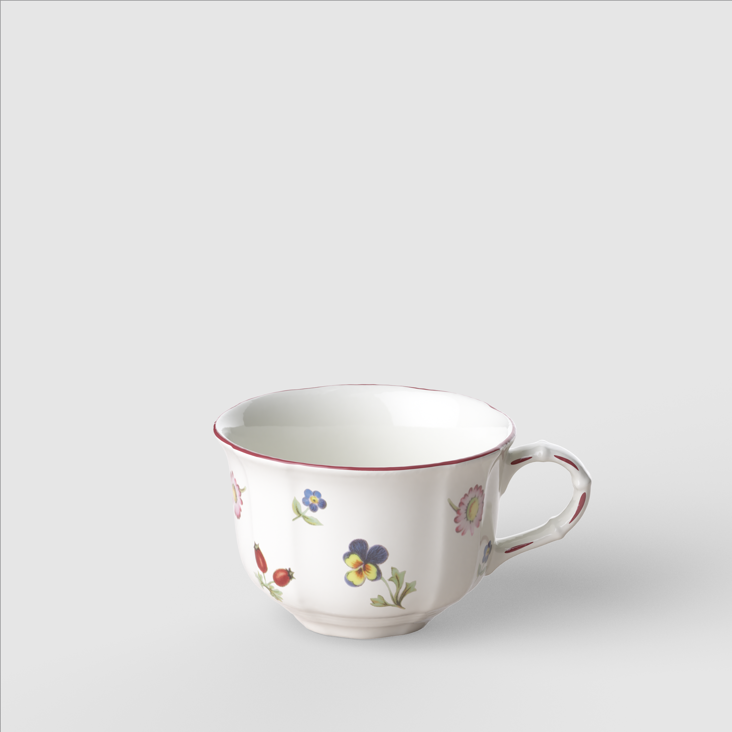 Petite Fleur Tea cup White, 4.4 oz, Premium Porcelain