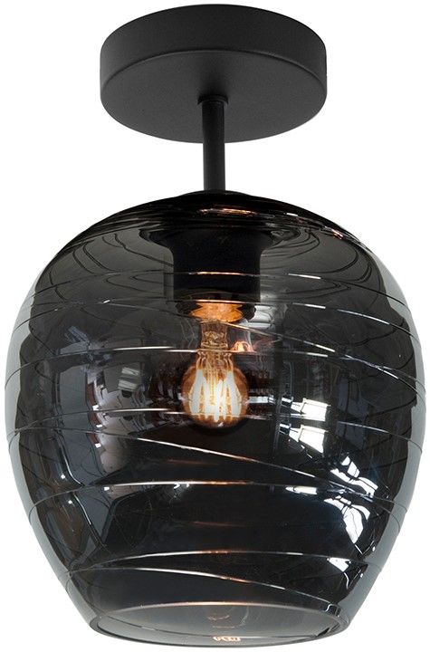 Plafondlamp Zwart Rookglas Fantasy ⌀12  x H30.5 cm