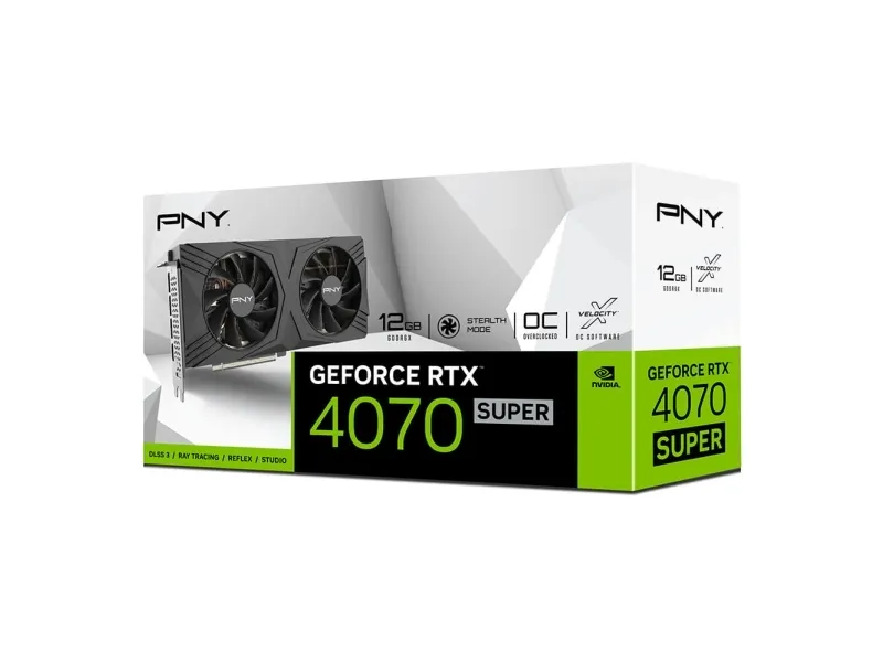 PNY Geforce RTX 4070 SUPER 12GB - VERTO Overclocked Dual Fan Edition - grafikkort - GeForce RTX 4070 Super - 12 GB GDDR6X - PCIe 4.0 x16 - 3 x DisplayPort, HDMI