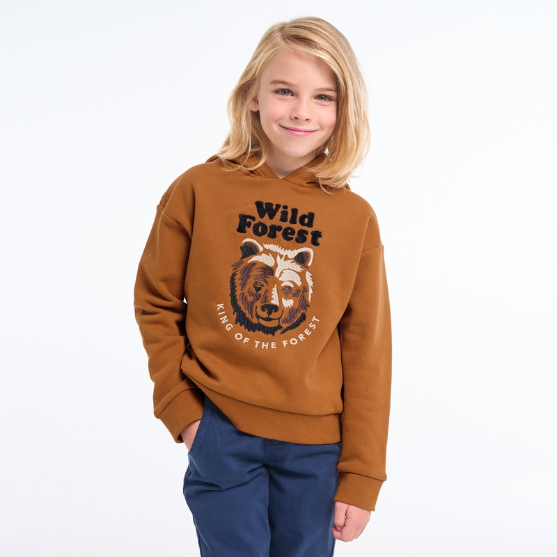 Sweat-shirt à capuche motif tigre orange garçon