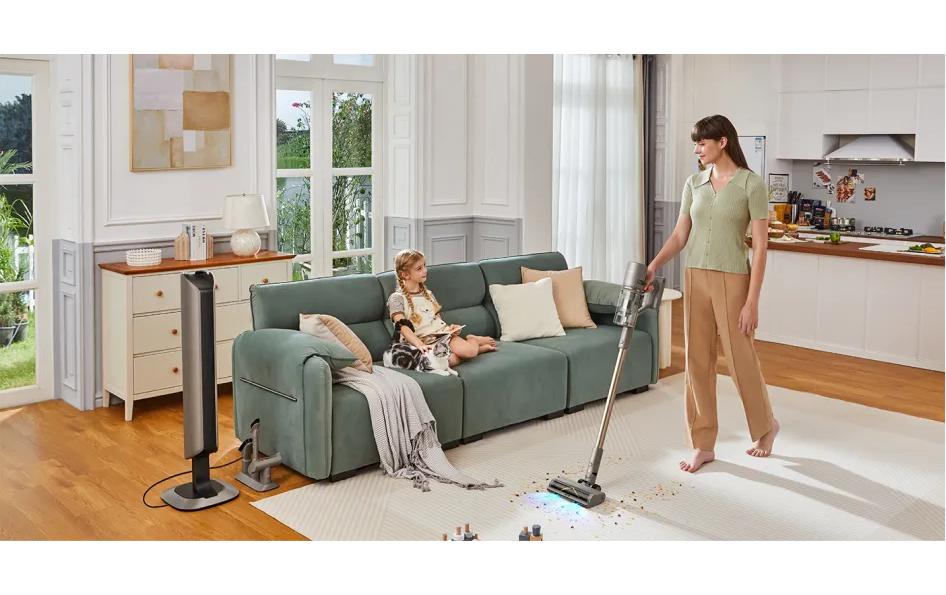 Akku-Hand- und Stielsauger Z10 Station Beige<br>Kabelloser Staubsauger mit Station und automatischer Entleerung