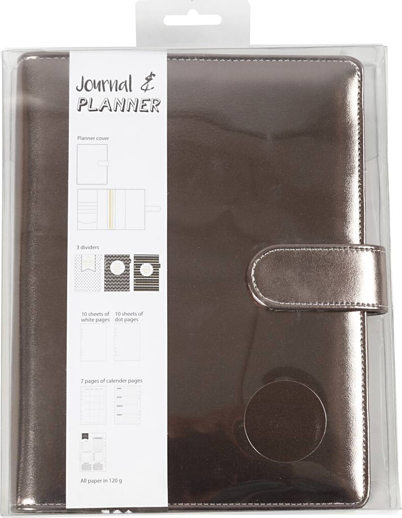 Kalender - Str. 19X23,5X4 CM - Ringordner - Mørk Grå Metallic - 1 Stk