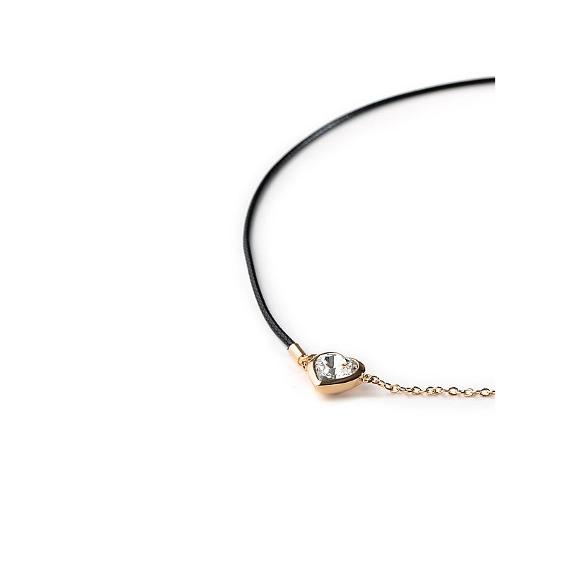 Collier Coeur orné de Cristaux de SwarovskiBlanc et Plaqué Rhodium