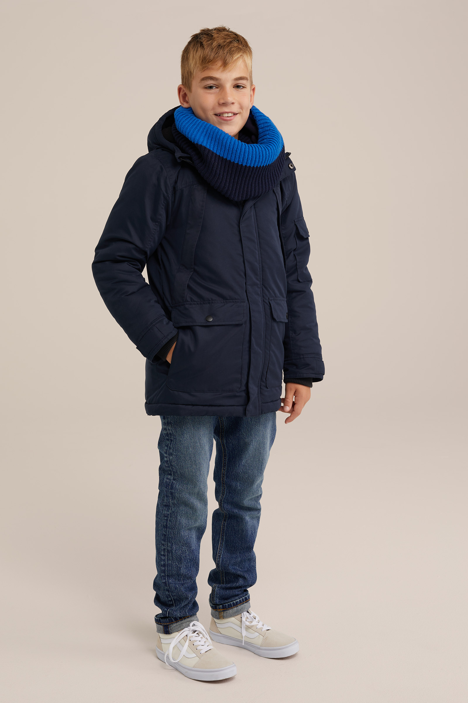 Jongens gebreide colsjaal Blue Ridge Donkerblauw