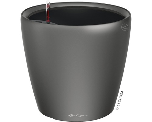 Lechuza Classico LS bloempot Ø 21 x H 20 cm antraciet incl. zelfbewateringssysteem, plantenbak, substraat, waterniveau-indicator