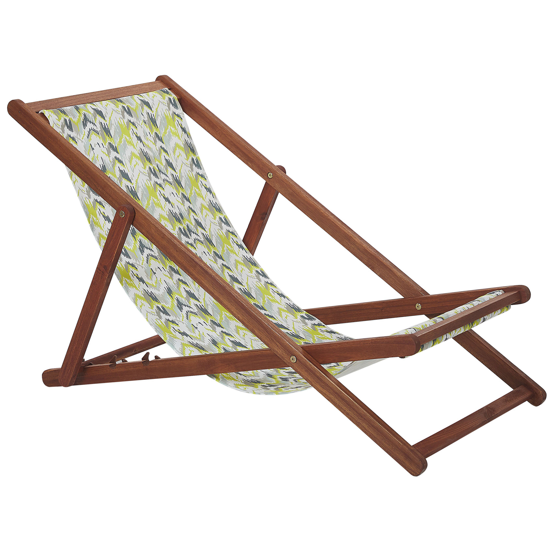Beliani-ANZIO -Strandstoel set van 2-Donkerbruin|Geel-Polyester