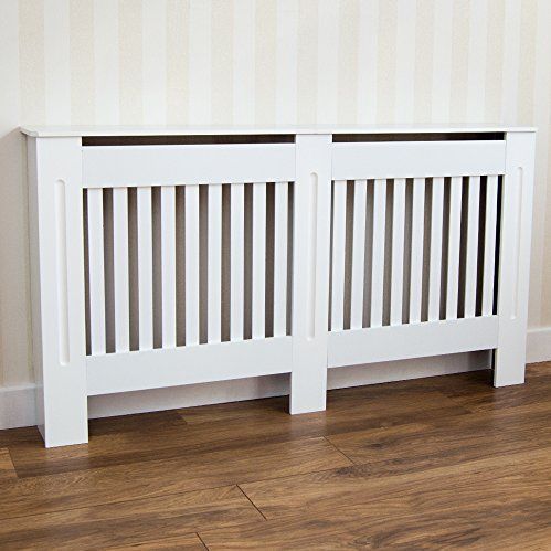 Vida Designs - Radiatorbekleding - Groot - Wit - Roosterpatroon - Modern