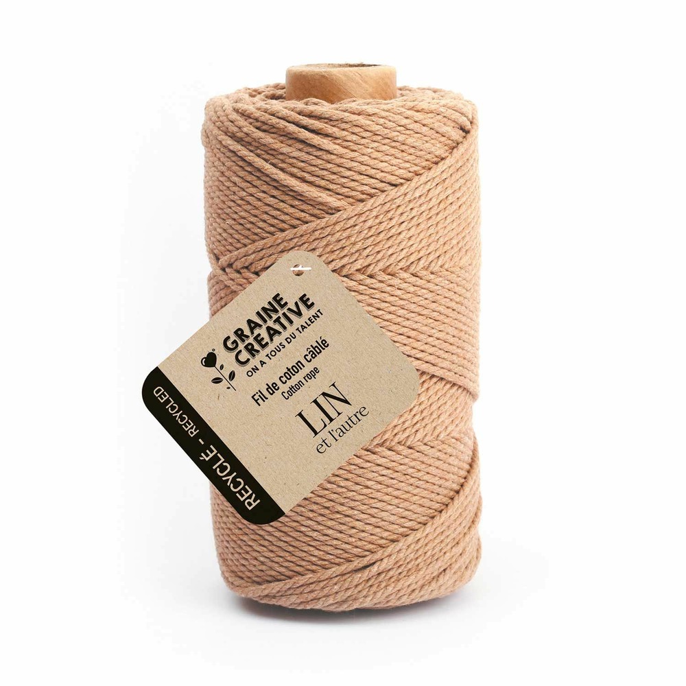 Coton cablé recyclé lin 100 m x 2 mm