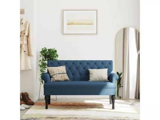 Banc avec dossier bleu 120x62x75,5 cm tissu