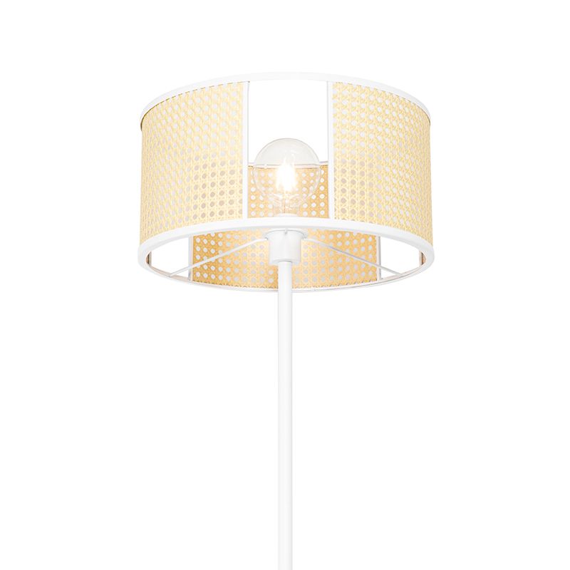 Oosterse vloerlamp wit met rotan 40 cm - Akira