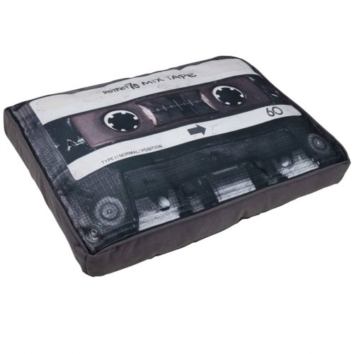 Colchão para cachorro com estampa de fita cassete mixtape, preto
