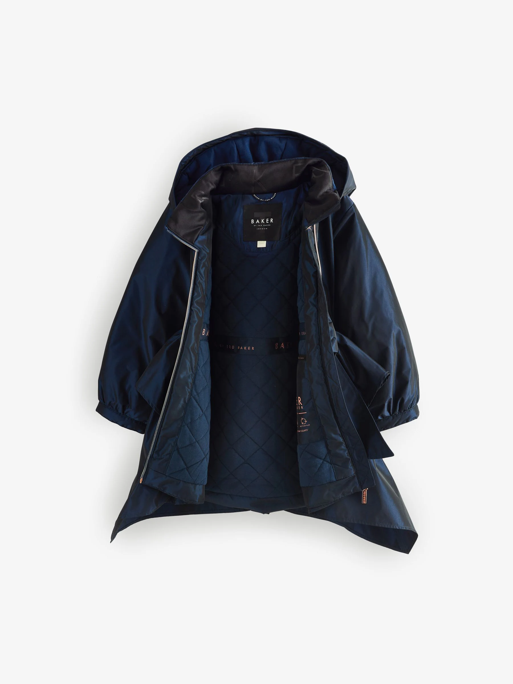 Marineblauw - Baker by Ted Baker - Regenbestendige regenjas met strik en ruches