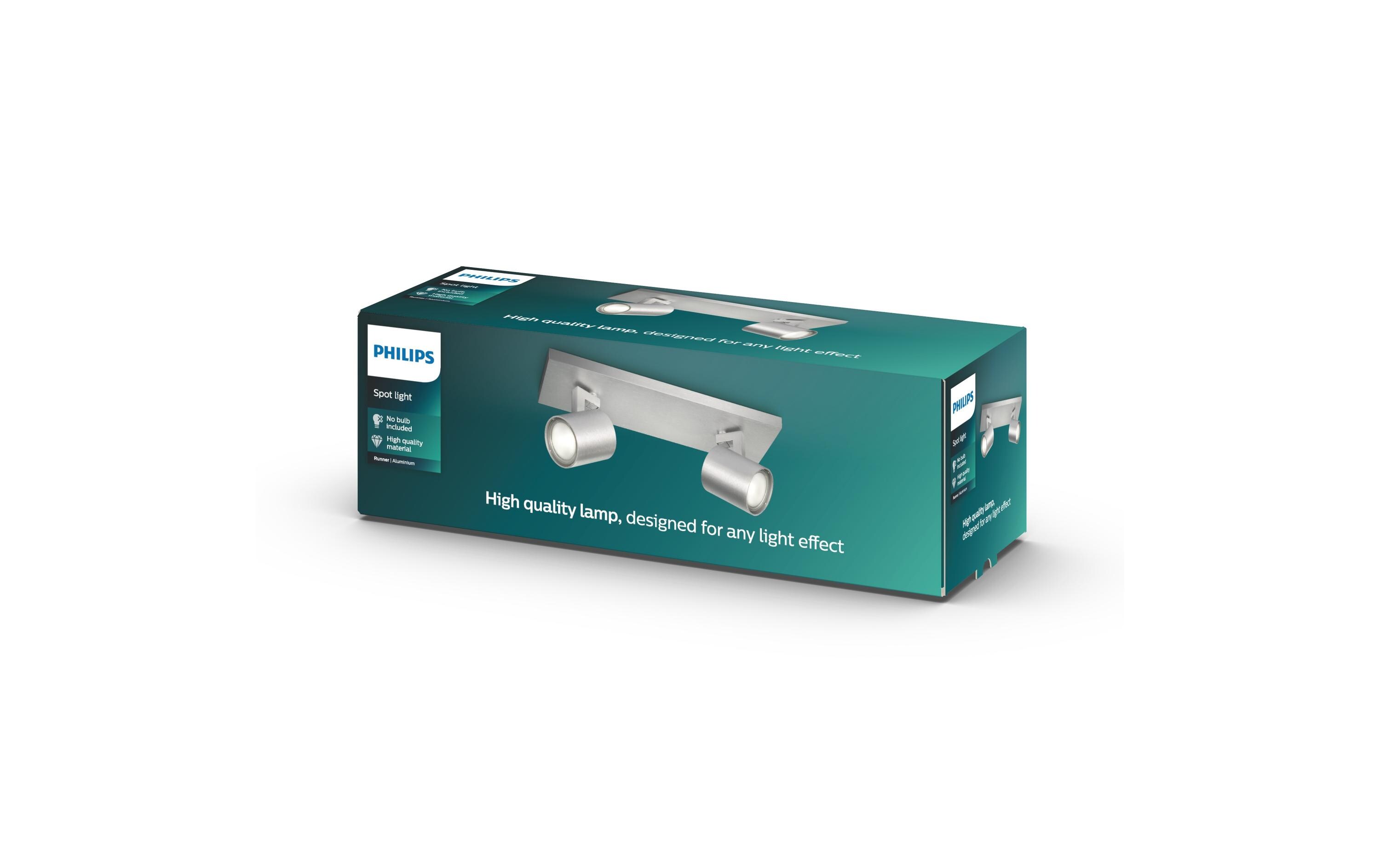 Aufbauspot Runner, 2 x GU10, 20 W, SilberMyLiving Aufbauleuchte mit beweglichem Leuchtenkopf