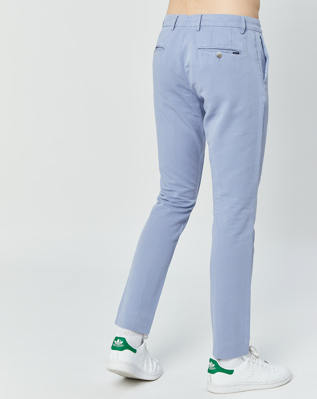 Hackett London Pantalon en Lin mélangé Chino Slim Fit bleu clair