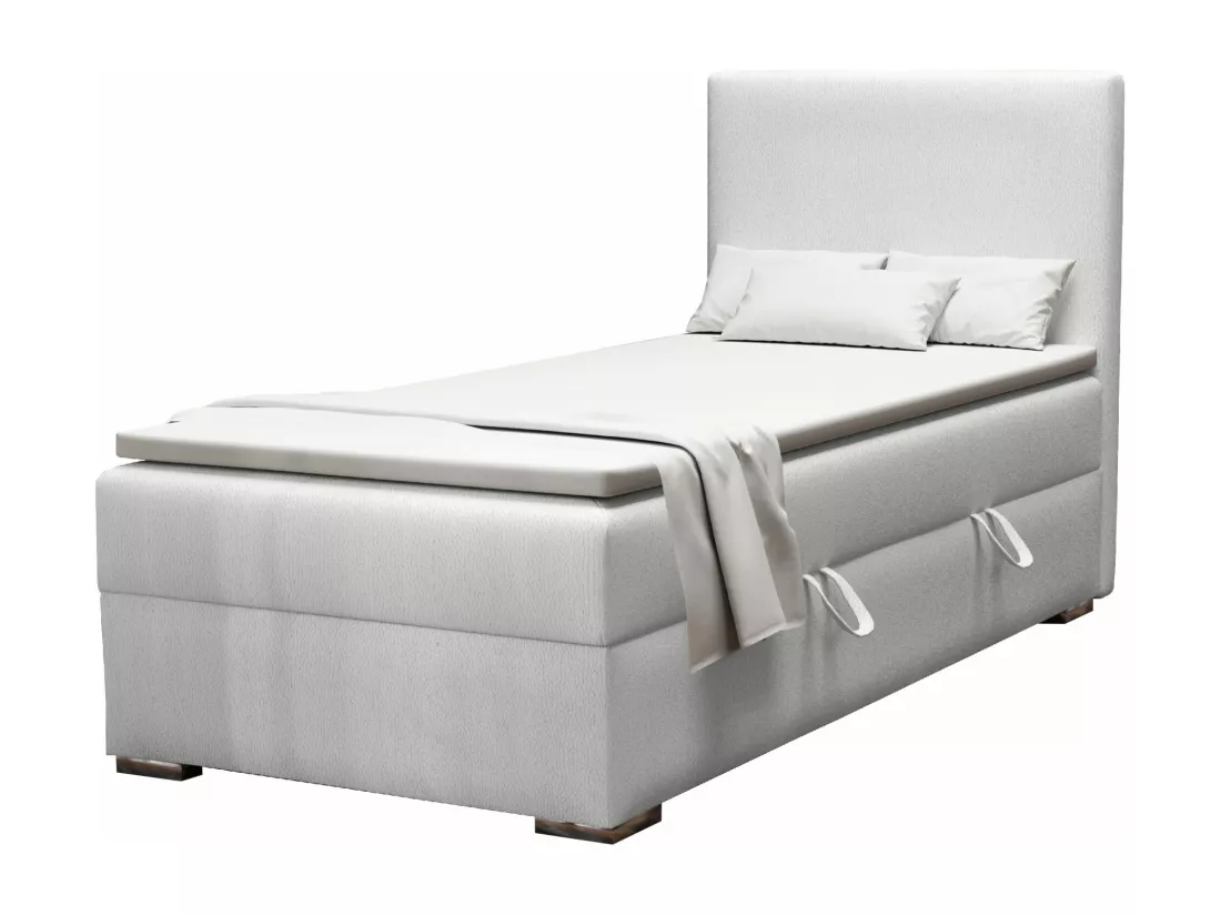LIT SIMPLE avec topper Kiberg Mini côté droit, 100x200 cm, Soft 17 (Blanc)