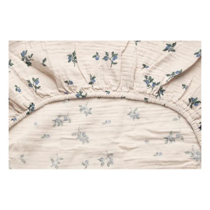 garbo&friends Housse de matelas à langer Blueberry en mousseline de coton | Ivoire