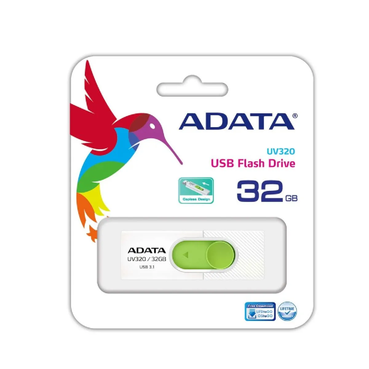 Adata UV320 - Blanc/Vert - 32 Go