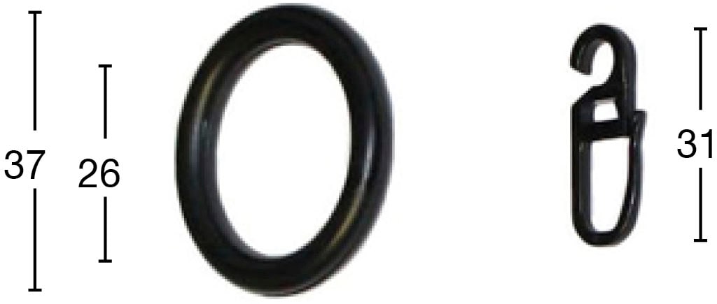 GARESA Gardinenring »Ring mit Haken« Kunststoff, für leichten bis mittelschweren Behang, einfache Montage