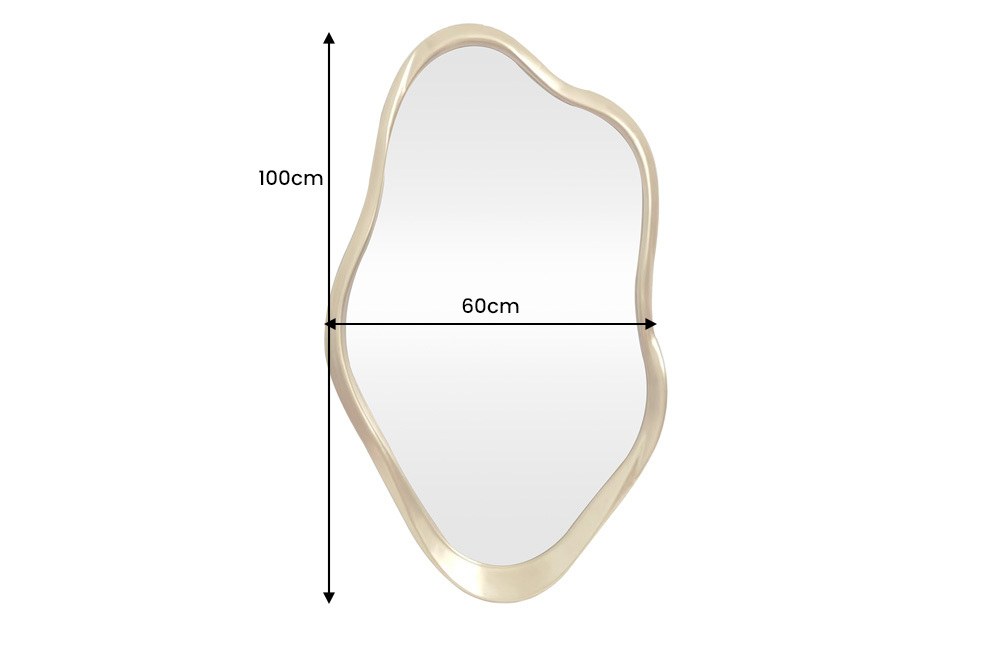Moderner Wandspiegel EMBER 100cm gold variabel aufhängbar organische Form
